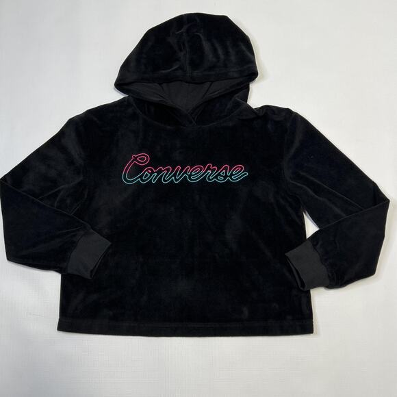 Converse Hoodie Pants Set Youth Large 12-13 Velour Pink Stripes Outfit Tracksuit - Picture 2 of 15